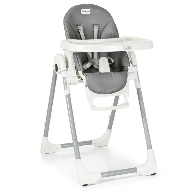 Стільчик ME 1038 PRIME Gray (1шт) для годування, 2 колеса, регул.висота і спинка, екошкіра, сірий.