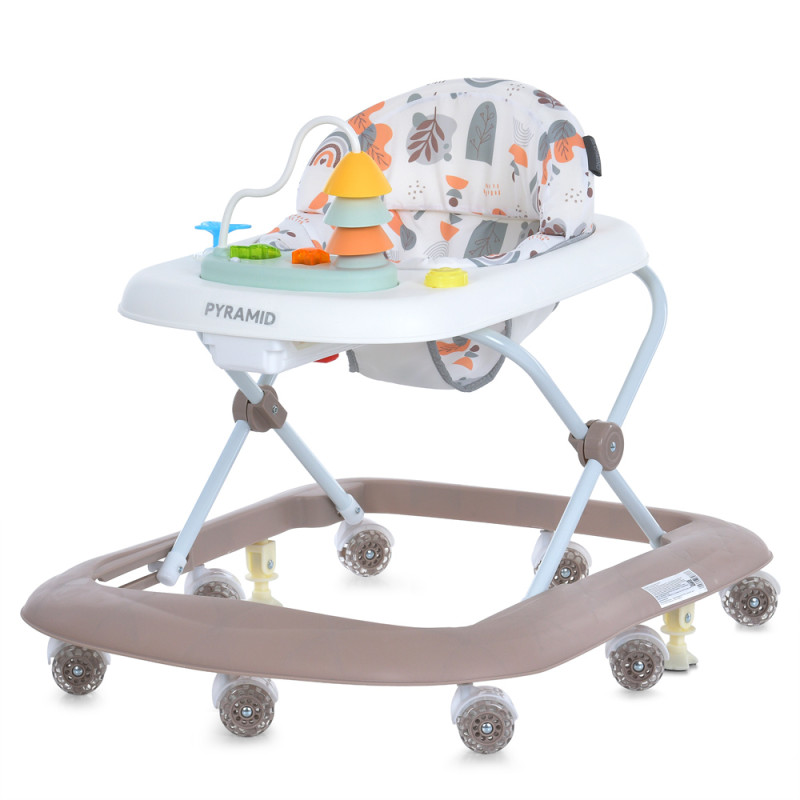 Ходунки ME 1217 PYRAMID Mocha (1шт) музика, колеса 8шт, стопор, на бат-ці, бежевий