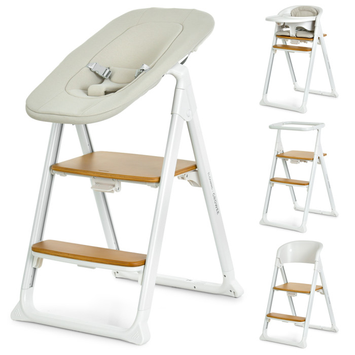 Стільчик EL CAMINO GROWEE ME 1222 White (1шт) 4в1 (шезлонг, стільчик для годування, вежа Монтессорі, дорослий стілець), білий