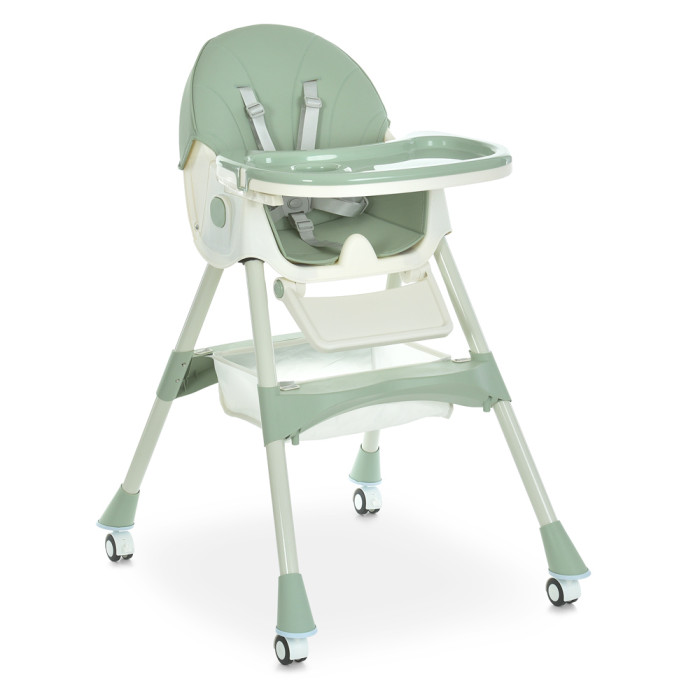 Стільчик M 6302 Olive (1шт) для годування, складний, 5-ти точ.рем., екошкіра, регул.підніжка, зелений