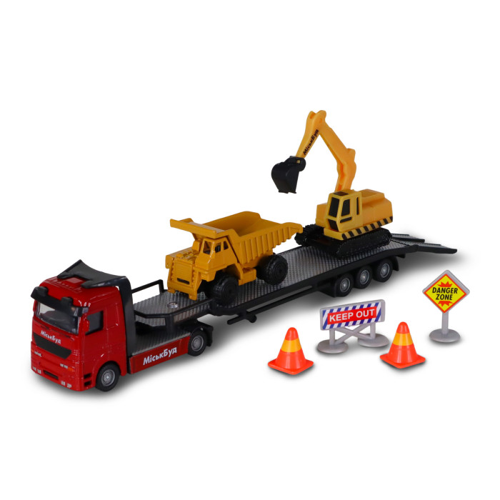Ігровий набір - АВТОПЕРЕВІЗНИК (автоперевізник, самоскид, екскаватор, акс.)