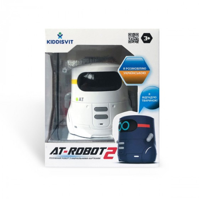 Розумний робот з сенсорним керуванням та навчальними картками - AT-ROBOT 2  (білий, озвуч.укр)