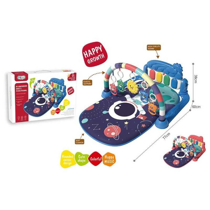 Килимок 2 кольори, 4 брязкальця, дзеркальце, звук, мелодії, піаніно, в кор. /12/