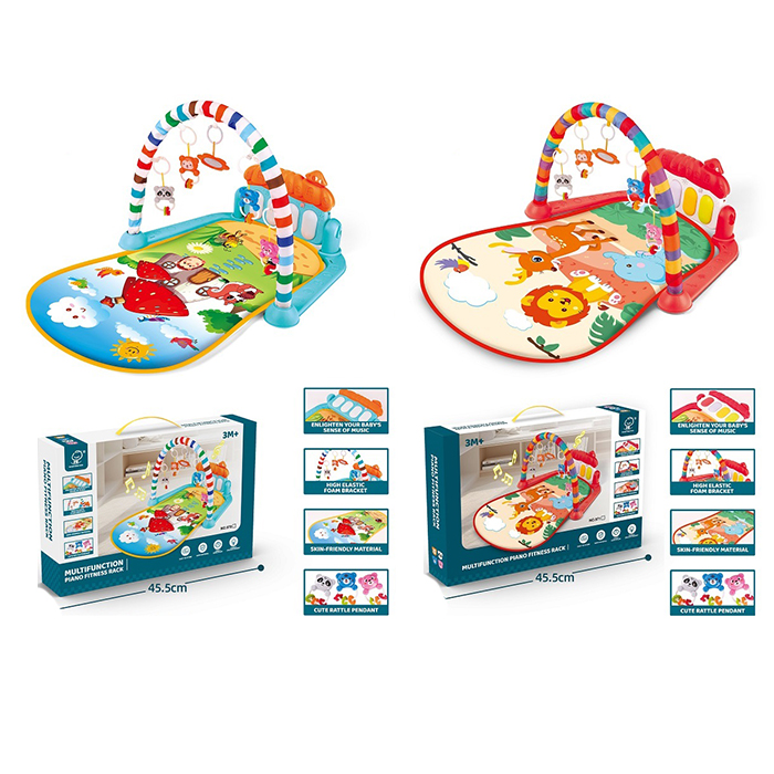 Килимок піаніно, мелодії, підсвічування, 4 брязкальця, дзеркальце, в кор. /24/