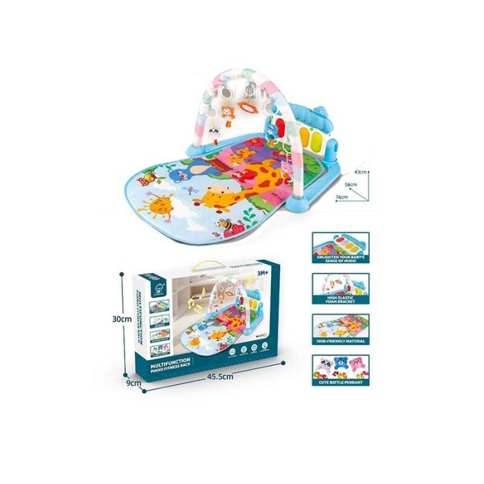 Килимок  піаніно, мелодії, підсвічування, 4 брязкальця, дзеркальце, в кор. 46*9*30 см/24/