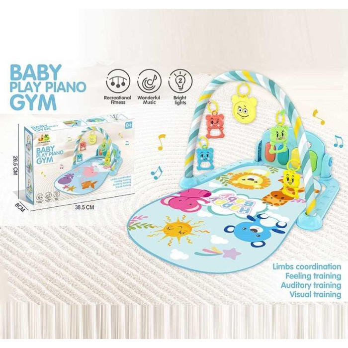 Килимок піаніно, мелодії, підсвічування, 5 підвісок, 4 брязкальця, в кор. /30/