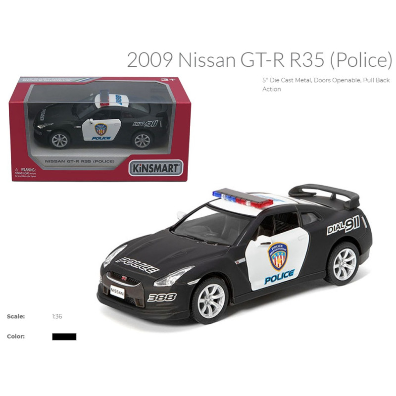 Модель легкова NISSAN GT-R R35 (2009) 5'' KT5340WP Police метал.інерц.відкр.дв.кор./96/