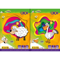 Картон кольоровий, А4, 7 кольорів - 14 аркушів, 230гм2, KIDS Line
