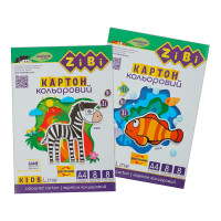 Картон кольоровий двосторонній (целюлозний), А4, 8 кольорів - 8 аркушів, 200гм2, KIDS Line