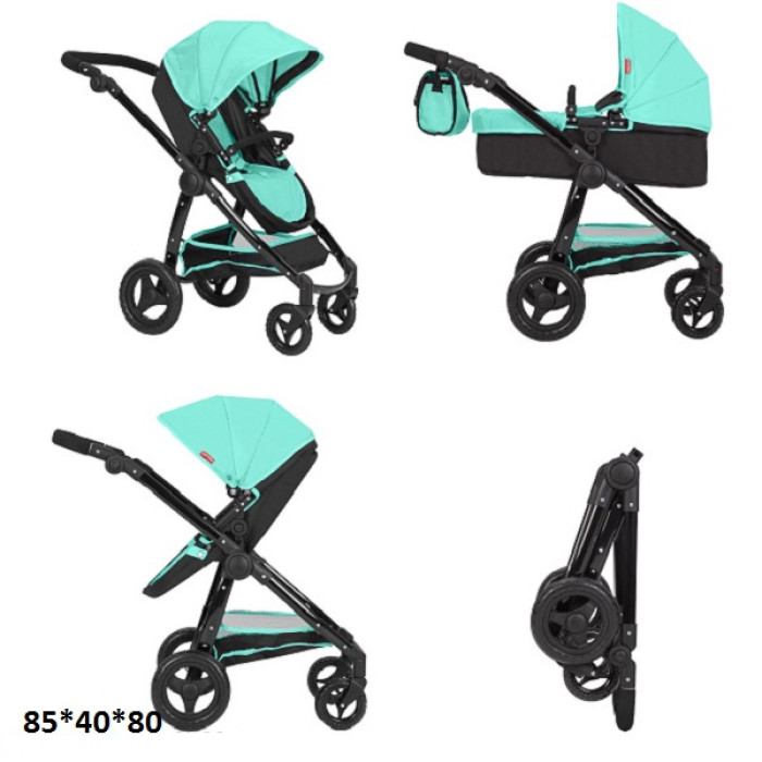 Коляска для ляльки 2в1 CARRELLO ULTRA 9696  GREEN з сумкою метал.кор.51*14,5*44,5 /1/