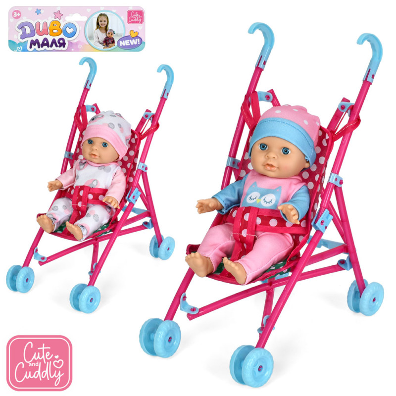 Коляска з лялькою 23-14-в29см, пупс 20см, 2види, у п/е 20-40-6см /30/