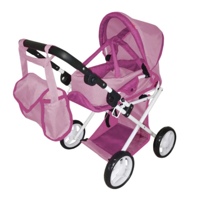 Коляска для ляльки CARRELLO UNICO 9346 ROSE з сумкою метал.кор.45*15*36,5 /1/