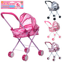 Коляска мет, класика, подвійні колеса, 3 кольори, в п/е 54-46-26см /24/