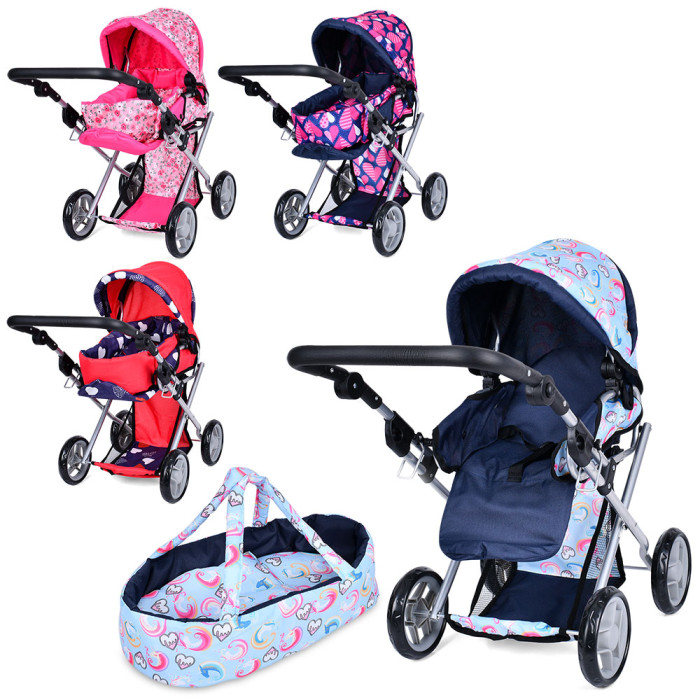 Коляска для ляльки,демісез,корз,регул.ручка,метал,мікс видів,кор,37-45-14см /4/