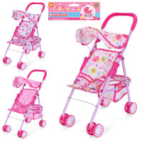 Коляска для ляльки, прогулянкова, 46-53-22см, кошик, дах, колеса 6,5см, в п/е,  27-57-12см /24/