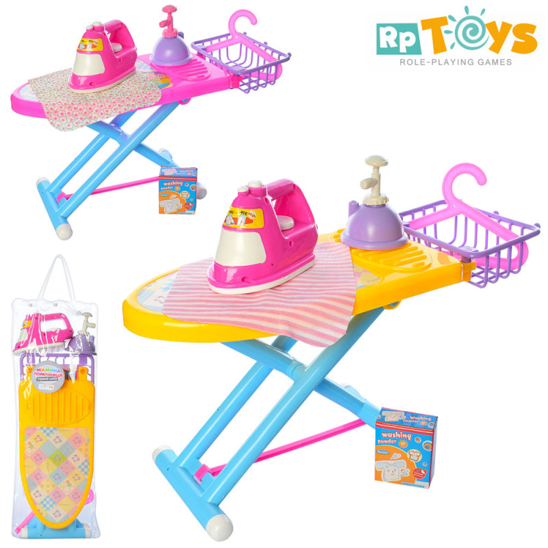 Набір побутової техніки праска 15см, прасувальна дошка 49см, корзина, вішалка, 2 кольори, в п/е 57-18-8см /24/