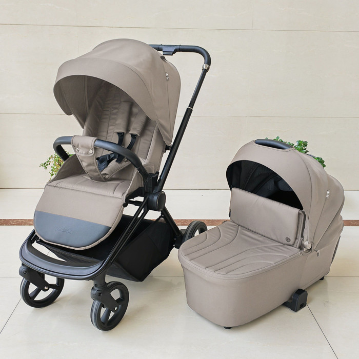 Коляска універсальна 2в1 ME 1091-1 PERSONA Pearl Beige (1шт) люлька+прогул. блок, рюкзак, дощовик, моск.сітка, чорна рама, бежевий