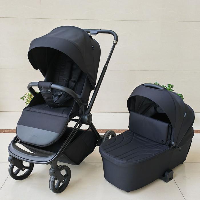 Коляска універсальна 2в1 ME 1091-1 PERSONA Total Black (1шт) люлька+прогул. блок, рюкзак, дощовик, моск.сітка, чорна рама, чорний
