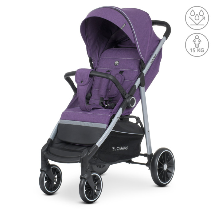 Коляска дитяча ME 1095 SIENA Violet (1шт) прогулянкова,3 положен.спинки,льон,фіолет