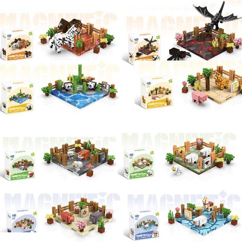 Магнітний конструктор 88 елементів, фігурки тварин та рослин, основа, в кор.,  МІКС ВИДІВ  /96/