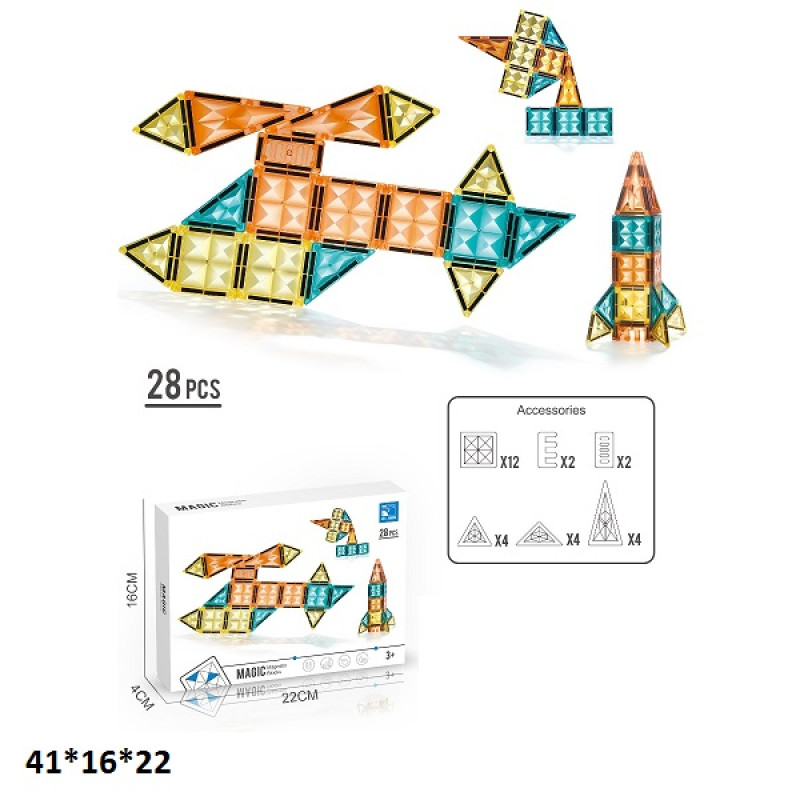 Конструктор магнітний DIAMOND SURFACE CJ-2001A 28дет.кор.41*16*22 /72/