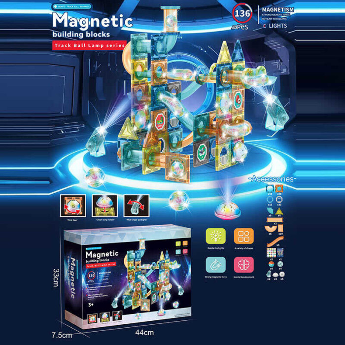 Магнітний конструктор 136 деталей, в кор. 44*33*8см /12-2/
