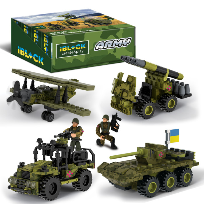 Конструктор IBLOCK Армія, 83-140дет., 4вида, р-р уп-ки 22*4,5*14см /6/48/8шт в кор. 44,2*19,5*14,5см