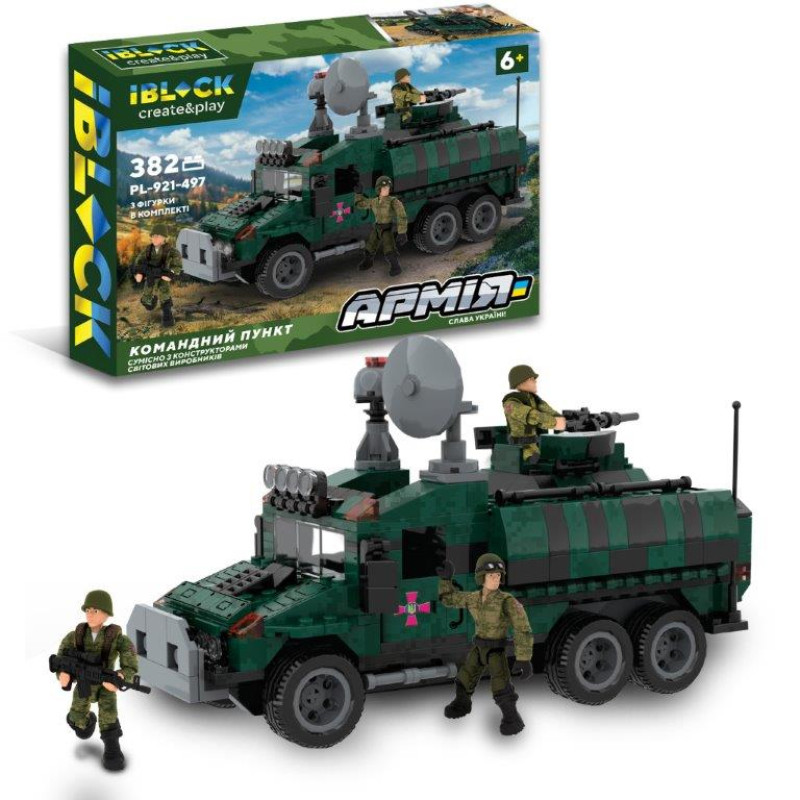 Конструктор IBLOCK Армія, КОМАНДНИЙ ПУНКТ  382дет, 3 фігурки, кор. 37*25.5*6см /12/