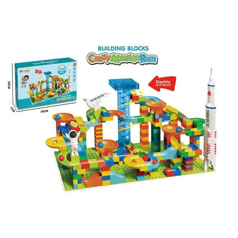 Конструктор 358 елементів, великі деталі, кульки, автоматичний підіймач, на батарейках, в кор. 30*20*7см   /48/