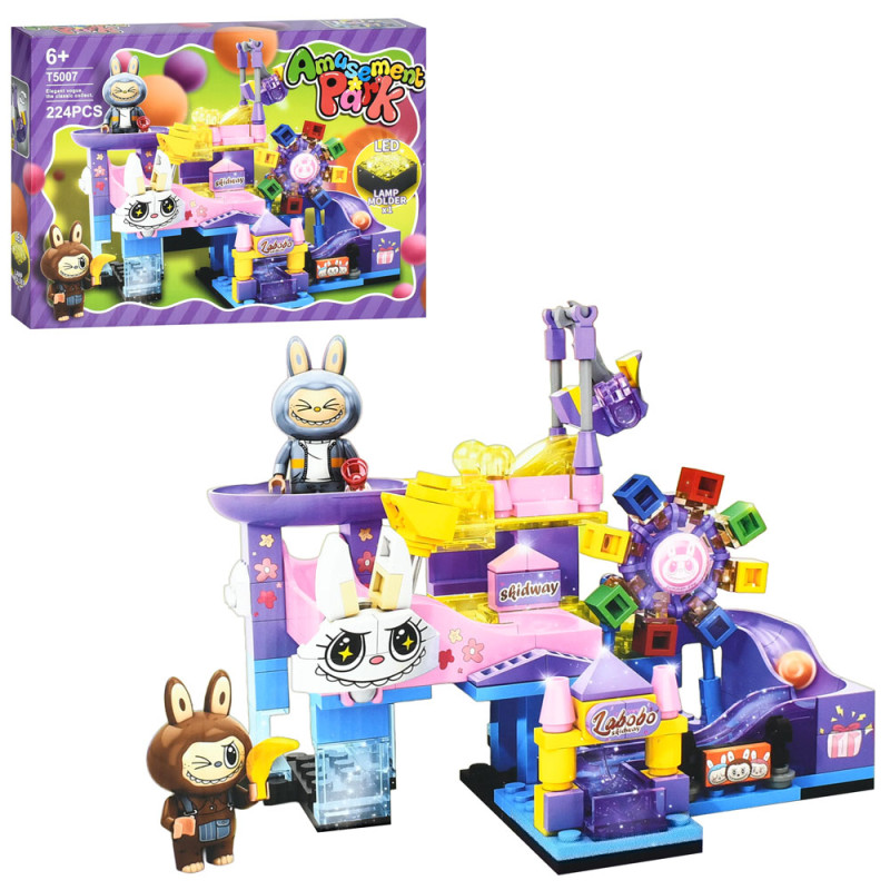 Конструктор LBB, фігурки 2шт, парк розваг, світло, 224дет, бат(табл), в кор-ці, 32-24-5см /36/