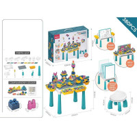 Столик з конструктором 380 дет. розмір столика: 59*40.5*36.5 см, стільчик, дошка для малювання, маркер “пиши-витирай”, в кор. /12/