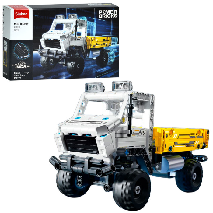 Конструктор SLUBAN авто серія, машина/вантажівка, 230дет, в кор-ці, 30-19-6,5см /24/