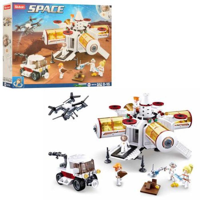 Конструктор SLUBAN космическая станция-база, фигурки, 642дет, в кор-ке, 47,5-38-8см /8/