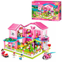 Конструктор SLUBAN будиночок30см, меблі, фігурки, транспорт, 896дет,в кор.,62-43-9см /6/