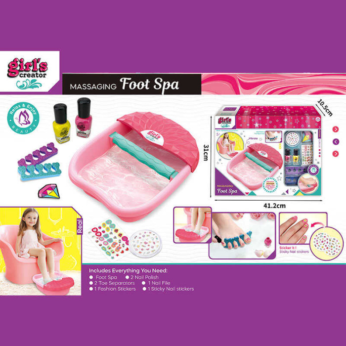 Набір для педикюру  ванночка для ніг, масажер, розділювач для пальців, 2 лаки, кольорові стікери, в кор. 41,2*10,5*31 см /18-2/