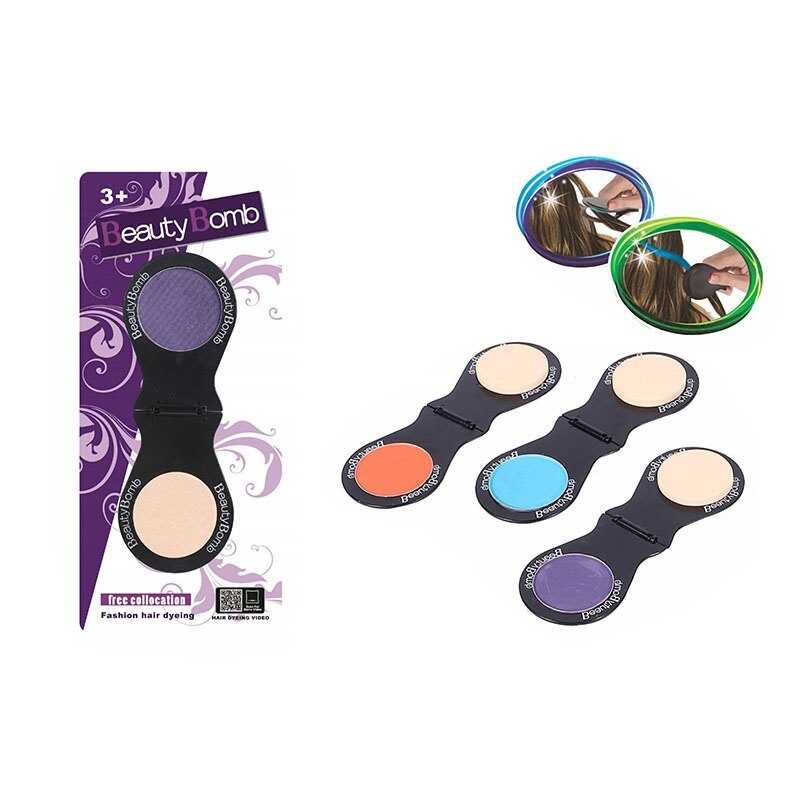 Крейда для волосся складна палетка, крейда + спонж, на листі, МІКС ВИДІВ /720-2/