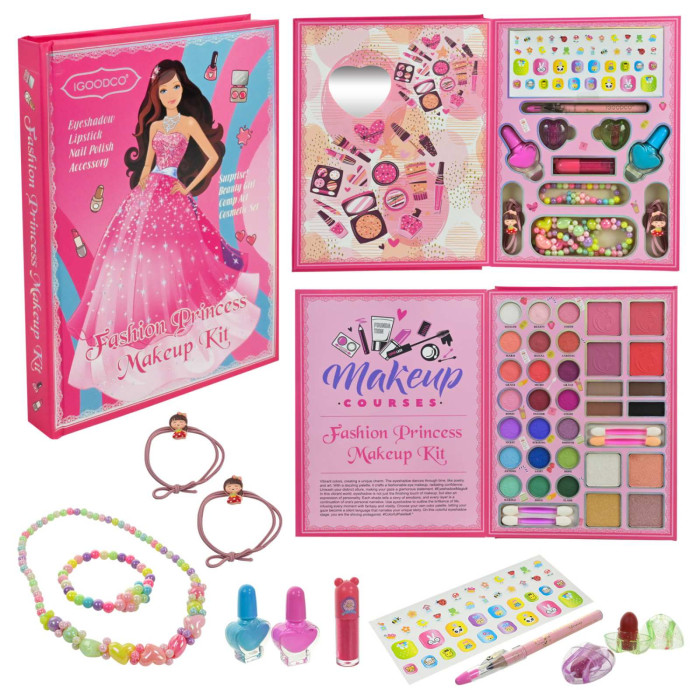 Набір косметики лак, помада, олівець, аксесуари для волосся, наліпки, тіні кор.17*23*2, 5 см /72-6/