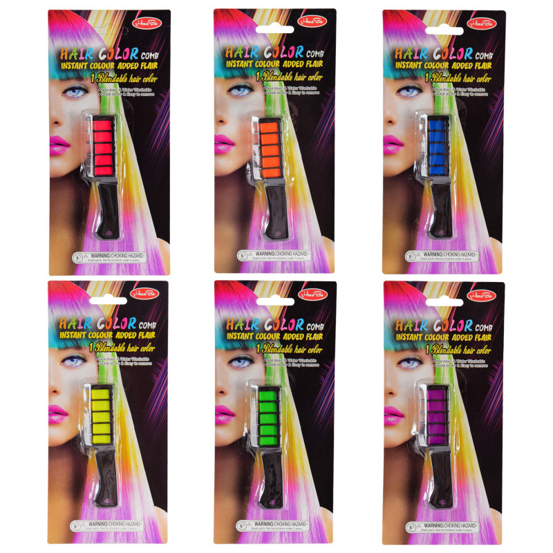 Косметика крейда для волосся, мікс 6 кольорів планш. 20см /240/