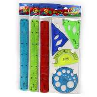 Набор силикон.цветн.5предм, 2угольн,2транспортира,линейка 30см,mix,1шт/этикетка
