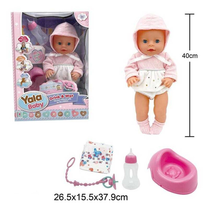 Пупс висота 40 см, заплющує очі, знімний одяг, п'є з пляшечки, ходить на горщик, аксесуари, в кор. /16/