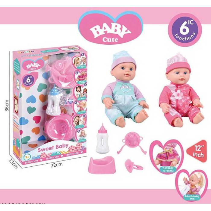 Пупс 2 види, 6 функцій, звуковий чіп, аксесуари, у кор. /32-2/