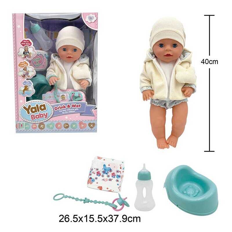 Пупс висота 40 см, заплющує очі, знімний одяг, п'є з пляшечки, ходить на горщик, аксесуари, в кор. /16/