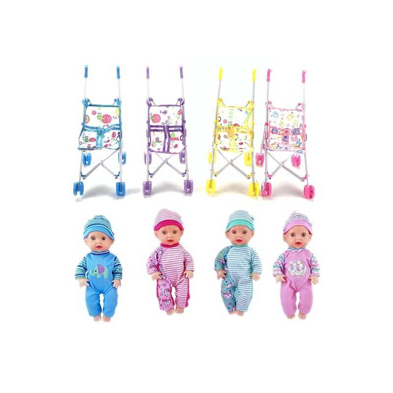 Пупс 4 види, складний візок, знімний одяг, висота 27 см, МІКС ВИДІВ /96-2/