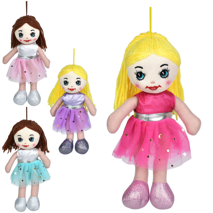 Лялька 27см, м'яконабивна, петелька, 4 кольори, у п/е, 13-27-7см /80/