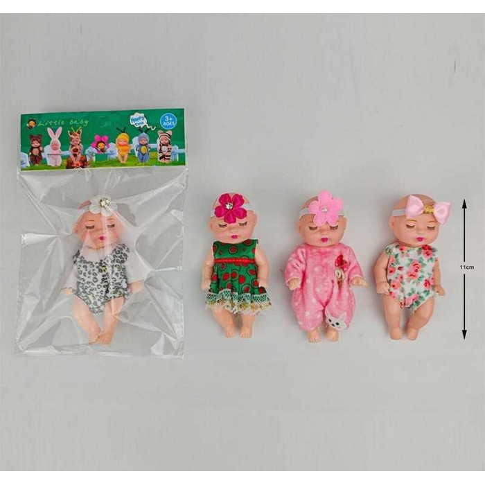 Пупс висота 11см, тіло — пластик, голова гума, знімний одяг, рухомі елементи, в пакеті, в п/е,  МІКС ВИДІВ /800-2/