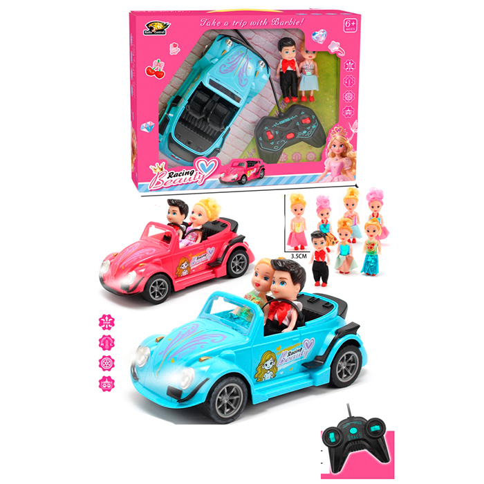 Р/К Машинка для ляльки , 20см, світло, гумові колеса, лялька 11см 2шт, 2 види, на бат-ці, в кор-ці, 32,5-25,5-9,5см /24/