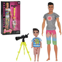 Лялька 2шт(30см і 14см), тато і син, телескоп, 2 види, в кор-ці, 18-31,5-5,5см /48/