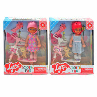 Лялька 2 види, 12 см, знімне взуття, шолом, самокат, гребінець, улюбленець, в кор. /96-2/ Лялька 2 види, 12 см, знімне взуття, шолом, самокат, гребінець, улюбленець, в кор. /96-2/