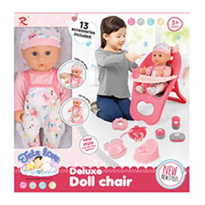 Набір іграшковий мікс одягу, стільчик для годування, аксес кор.38*9,5*39см /18-2/