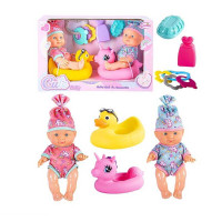 Набір пупсів 2 пупси, 22 см, імітація скляних очей, аксесуари, в кор. /24/